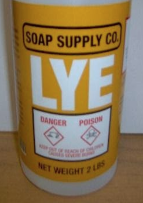 Soap Supply Co. Lye, Soap Makers Lye, California Soap Supply, Combo Pure Solutions, Red Crown High Test Lye, and Boyer Potassium Hydroxide Flakes
